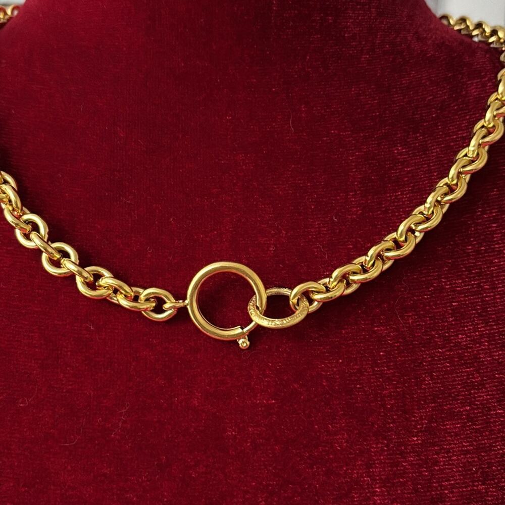 CHANEL Gold Plated CC Logos Round Charm Vintage Necklace Pendant - Picture 6 of 9